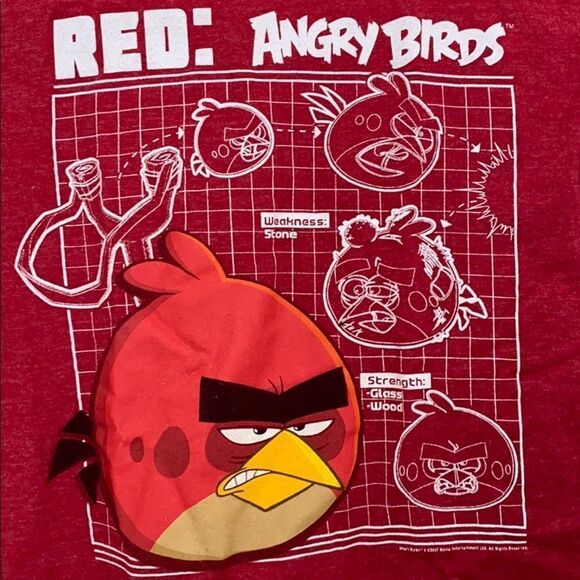 Gap Red Angry Bird Short Sleeve T-Shirt Sz S - Picture 2 of 5